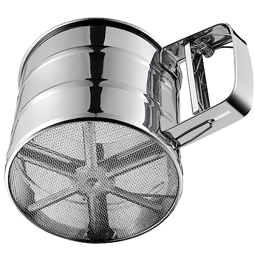 Rondauno Flour Sifter for Baking, Crank Sifter for Powdered Sugar Duster