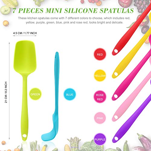 Patelai 7 Pcs Small Silicone Spoonula Spatula, 8.2 Inch Non Stick