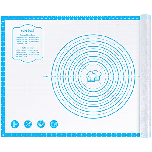 DANIA & DEAN 36"x24" Large Durable Silicone Baking Mat for Pastry and Bread - color: Blue, size: 36"L x 24"W