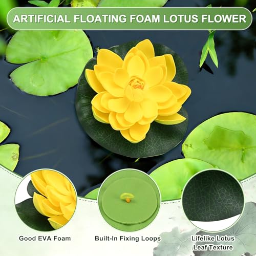 M METERXITY 1-Set Artificial Floating Foam Lotus Flower 7 inch, Yellow - color: Yellow, size: 6.7 Inch