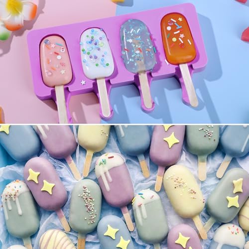 Ouddy Life Popsicle Molds Set of 2, Ice Pop Molds Silicone Cake Pop Mold - color: Purple