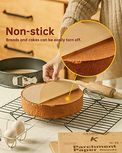 Katbite Parchment Paper Rounds, Non-Stick Heavy Duty, 4 Inch 200Pcs - color: Brown, size: 4inch