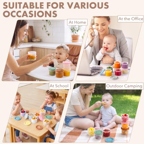 URMYWO 6 Pack Silicone Baby Food Containers,4 oz Portion Storage Containers - color: Blue+Bean Green+Yellow+Gray+Brown+Pink