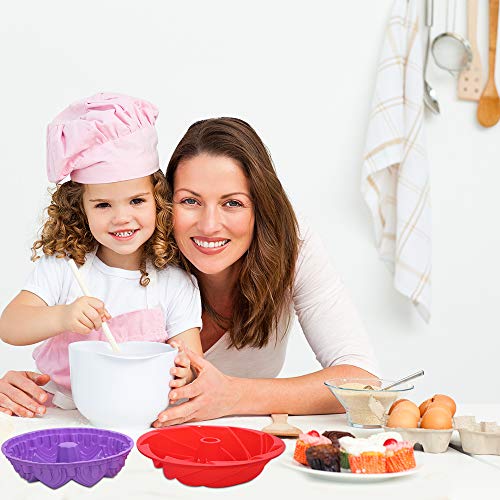 3 Pcs Silicone Cake Bread Baking Molds - Large Swirl, Castle, and Double Flower Shapes for Birthday Party DIY