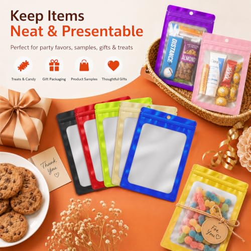 100 Pcs Mylar Bags Resealable, Smell Proof Zip Bag 5.12x8.27 Inch - color: Light Gold, size: 5.12x8.27 Inch