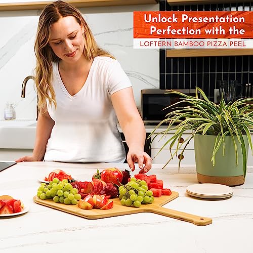 Wooden Pizza Peel 14 Inch Board with Engraved Sizes - Multi-Purpose Bamboo Pizza Cutting Board, Wood Pizza Peel, Pizza Spatula Paddle, and Serving Board with Size and Cutting Guide - color: Natural(14 inch)