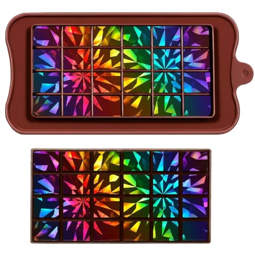 Ziliny Christmas Candy Molds Holographic Chocolate Mold Silicone, Diamond - color: Geometry