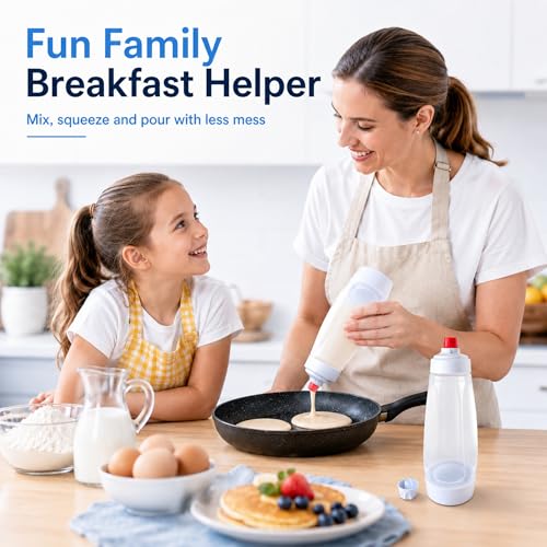 2 Pack Pancake Batter Dispenser Bottle for Mixing and Pouring