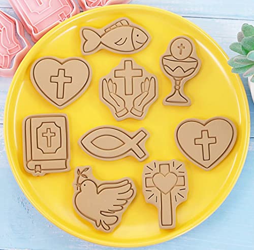 8 pcs Christian Bible Cookie Cutters,Cross Biscuit Cutter (Cross 1227A) - color: Cross 1227A