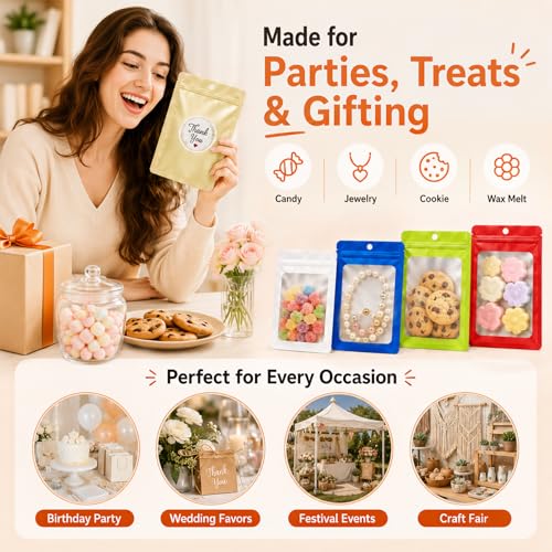 100 Pcs Mylar Bags Resealable, Smell Proof Zip Bag 5.12x8.27 Inch - color: Light Gold, size: 5.12x8.27 Inch
