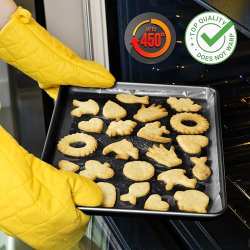 NutriChef 2-Piece XL Mega Cookie Sheet Baking Pans Set - 22" x 16" Extra Large Nonstick Carbon Steel Oven Baking Tray Pans, Stackable Bakeware, Black - NCLGBP16 - color: Black, size: 2-Pack