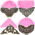 Mujiang Baroque Fondant Molds Curlicues Scroll Lace Silicone Mold Set Of 4 - color: Style B