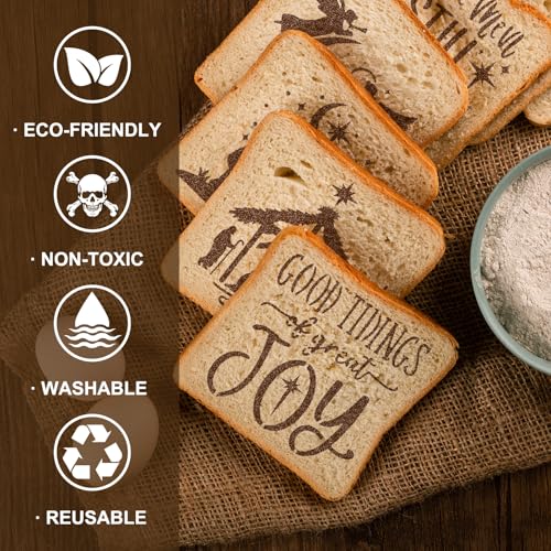 Whaline 15 Pcs Jesus’ Birth Bread Stencils Painting Stencils Christmas Nativity Christ Decorative Cake Baking Templates with Bead Chain for Xmas Holiday Party DIY Craft, 4.7 x 5.1 Inch - style: Nativity