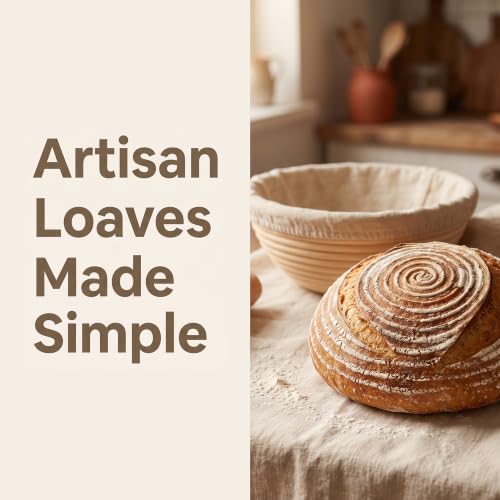 MANCHAP 4 Pcs 9 Inch Bread Proofing Basket, Round Dough Proofing Bowls and Liners for Sourdough Baking, Bread Rising, 23 x 8 cm