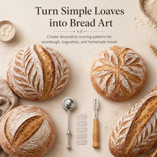 Bread Lame and Flour Duster Sets, 304 Stainless Steel Bread Scoring Tool