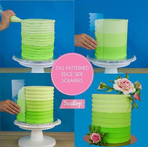 PME Tall Patterned Edge Side Scraper for Cake Decorating - Scallop (PS64) - style: Scallop