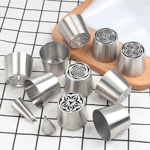 22 Pcs Stainless Steel Extra Large Russian Tulip Flower Icing Tips Set - color: SILVER SET20