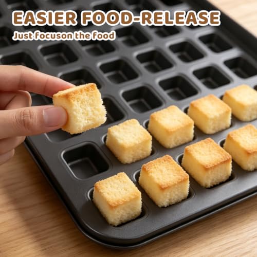 2 Pcs Mini Brownie Bites Pan with Dividers 48 Cavity