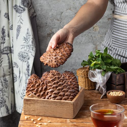 MOTEERLLU Wooden Springerle Cookie Molds for Baking, Pine cones - style: Pinecone