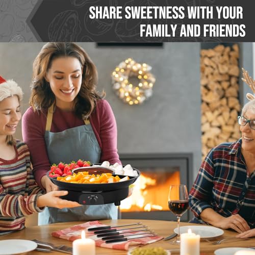Electric Chocolate Melting Pot Chocolate Fondue Pot Set 3-Section Serving Trays with 6pcs Dipping Forks Perfect for Housewarming Christmas Party Gifts (Black) - color: Black