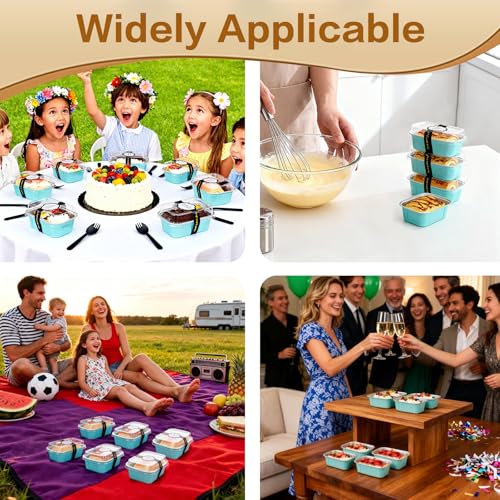 Mini Loaf Pans With Lids And Spoons 50 Pack,5.5 Oz Rectangle Mini Individual Cake Tins Disposable Small Aluminum Foil Baking Pans(50, Wathet) - color: Wathet