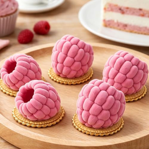 Raspberry Silicone Molds for Mousse Cake Small Fruit Pudding Raspberry Mold - color: Small 12-Cavity Raspberry