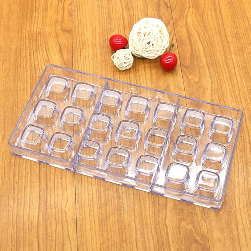21 Grid Chocolate Candy Mold PC Polycarbonate Chocolate Making Mould with Scraper (Cube Shape) - color: Cube Shape