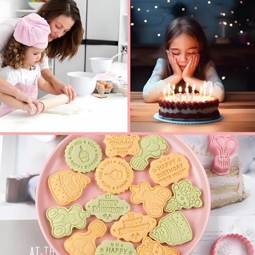 BESEK 8PCS Birthday Cookie Cutters, Birthday Party Cookie Cutter - 8 Shaped Cookie Cutter, Baking Tool for Homemaking Cookie - color: Birthday