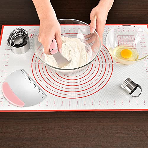 Pastry Cutter, Biscuit Cutter, Dough Scraper, Pastry Blender, Baking Mats - color: 5 Pieces Pink