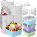 200 Pack 5 oz Square Mini Cake Pans with Lid, Multi - color: Multicolor, size: 5 oz Square