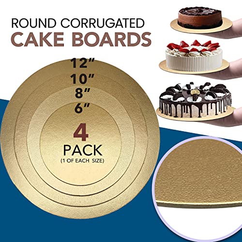 Goiio 4 Pack Cake Boards Golden Round Cake Circles - color: Gold