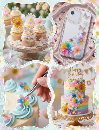6 Pcs Flower Silicone Molds, Daisy Sunflower Fondant Chocolate Molds