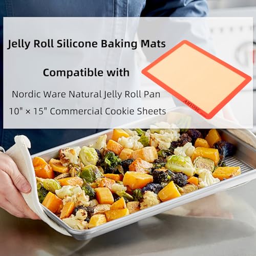 AMYONE Silicone Baking Mats for 10x15" Jelly Roll Pan, Platinum, 2PCS - size: 14.4"L x 9.5"W