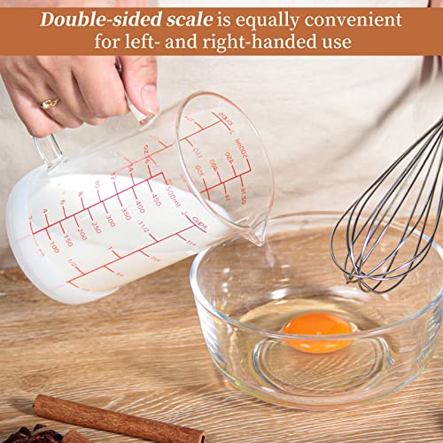 Newness Glass Measuring Cup, Double-Sided Scale, 500 ML (16 Oz, 2 Cup) - color: Red Measuring Scale, size: 500 ML (2 Cup)