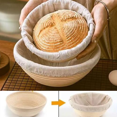 4 Pcs Banneton Proofing Liners,10 Inch Bread Basket Liner,Reusable Rattan Banneton Liner Cloth Cover for Bakery Home Baking,4 Round Proofing Covers - size: 4 Piece Round