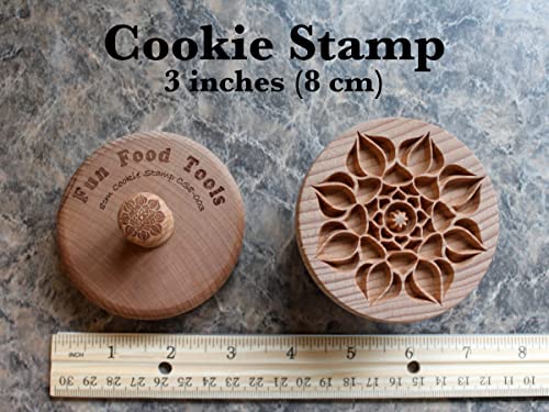 Large Wood Cookie Stamp, 3.1 inch (Lotus Mandala CS8-003) - color: Lotus Mandala CS8-003