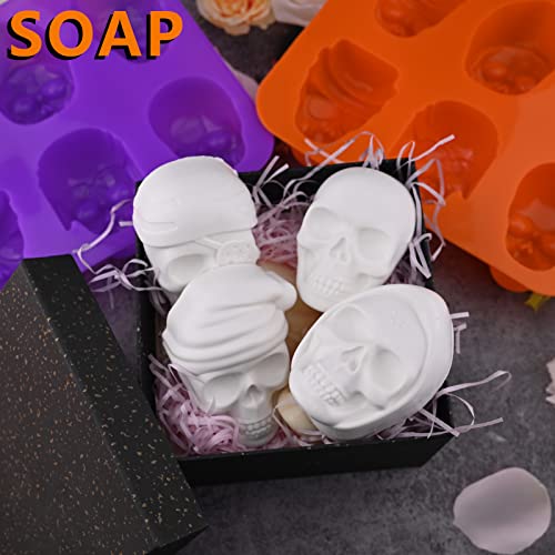 Sakolla Large Skull Cake Pan Silicone Mold, 2 Pack 6 Cavity Halloween Skull Cakelet Chocolate Molds Candy Pizza Baking Molds Handmade Soap Tray - size: Skull Shape Cake Molds/2 Pcs