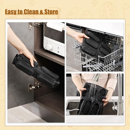 Upgraded Silicone Perforated Baking Forms, Sandwich Mold, French Baguette Bread Pan, Food Mat, Non-Stick Baking Liners (1PCS, 12 Loaf_11.8x15.7 inch) - size: 1 PCS, 12 Loaf_11.8x15.7 inch