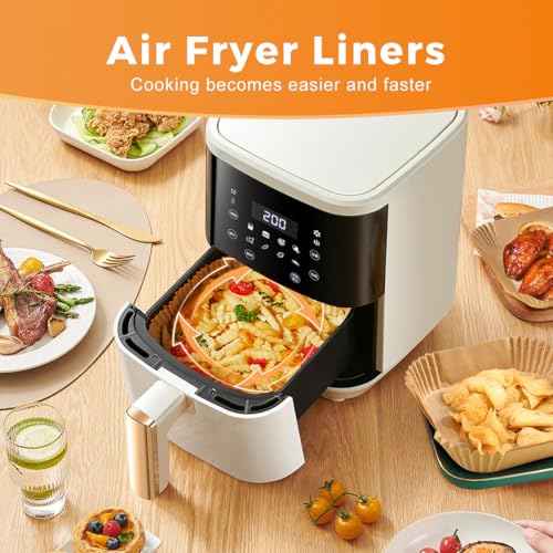 Vailnd 6.3" Square Air Fryer Liners Disposable 200Pcs for 2-4 QT Basket - size: 6.3" Square