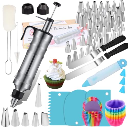 175PCS Icing Decoration Gun Set, Cake Decorating Kit with 48 Piping Tips, Baking Supplies, Icing Gun Kit, Frosting Piping Kit for Beginners, Cupcake, Baking kit, Cake Decorating Tool