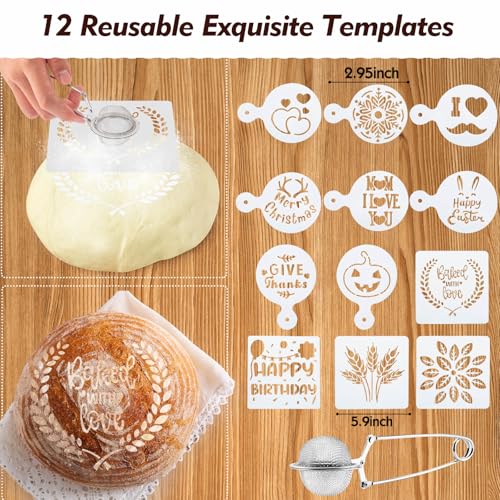 Friheten Sourdough Starter Kit,Sourdough Bread Baking Supplies,40oz Sourdough Starter Jar,Banneton Bread Proofing Basket Set with 9" Round & 10" Oval,Sourdough Bread Baking Tools
