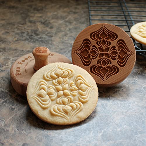 Large Wood Cookie Stamp, 3.1 inch (Lotus Buds CS8-001) - color: Lotus Buds CS8-001