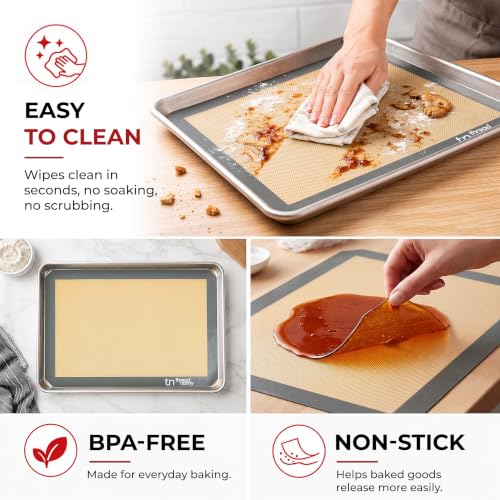 Silicone Baking Mats Half Sheet Non Stick for Oven Reusable 4 Pack - Thick Heavy Duty Silicone Baking Mat Cookie Sheet 1/2 Size for Macaron & Pastry - Half Size Rectangular Cooking Oven Liner Pad - size: 4 Half Sheets