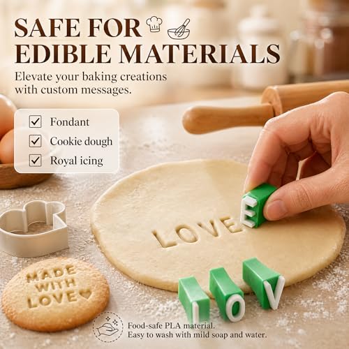 Alphabet Stamps Set for Clay Pottery, Polymer Clay Stamps, Uppercase Alphabet and Numbers Small Press Fondant Embosser DIY Cookie Stamps - color: Uppercase Alphabet & Numbers