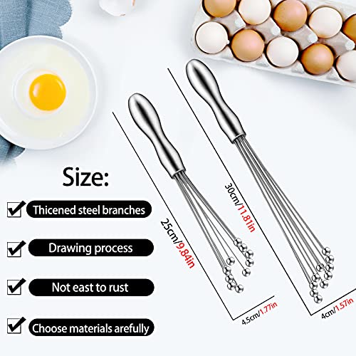 2 Pack Ball Whisk Stainless Steel, 10" and 12", Excellent for Eggs