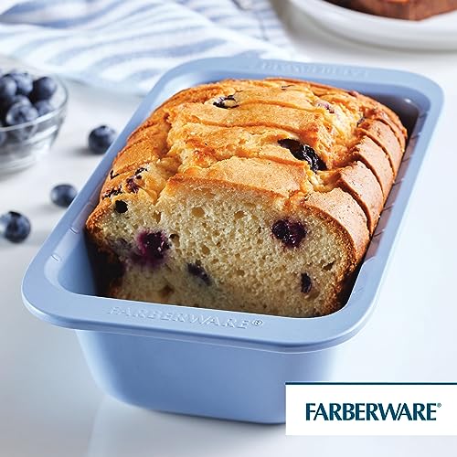 Farberware Easy Solutions Nonstick Bakeware Meatloaf/Loaf Baking Pan, 9 Inch x 5 Inch with Portion Marks - Blue - size: Loaf Pan (9 x 5 inches)