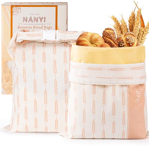 2-Pack Reusable Beeswax Bread Bags - color: Amber Wheat