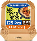 Vailnd 125Pcs 6.5inch Air Fryer Liners Disposable Square Parchment Paper - size: 6.5"Square
