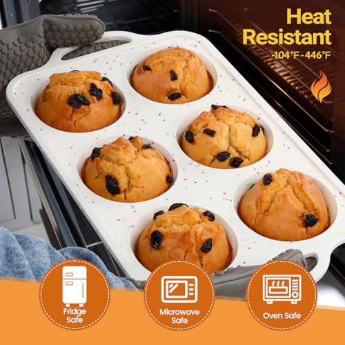 FUNBAKY Jumbo Silicone Muffin Pan with Metal Frame, 3.5 Inch Large Muffin Pans 6 Cups 2 Pack Confetti - size: Jumbo 6-Cup: 2pcs