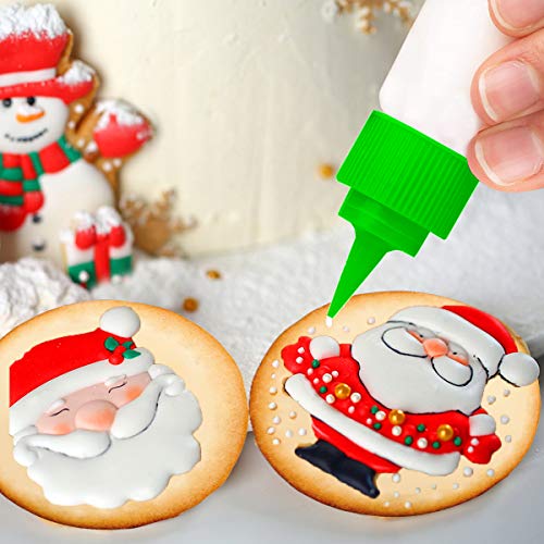 Artcome Christmas Series Cookie Decorating Tool Set, 11 Pcs Circle Cookie Cutters, 6 Pcs Easy Squeeze Write Bottles and 6 Pcs Sugar Stir Needles for DIY Decorating Cookies and Cakes